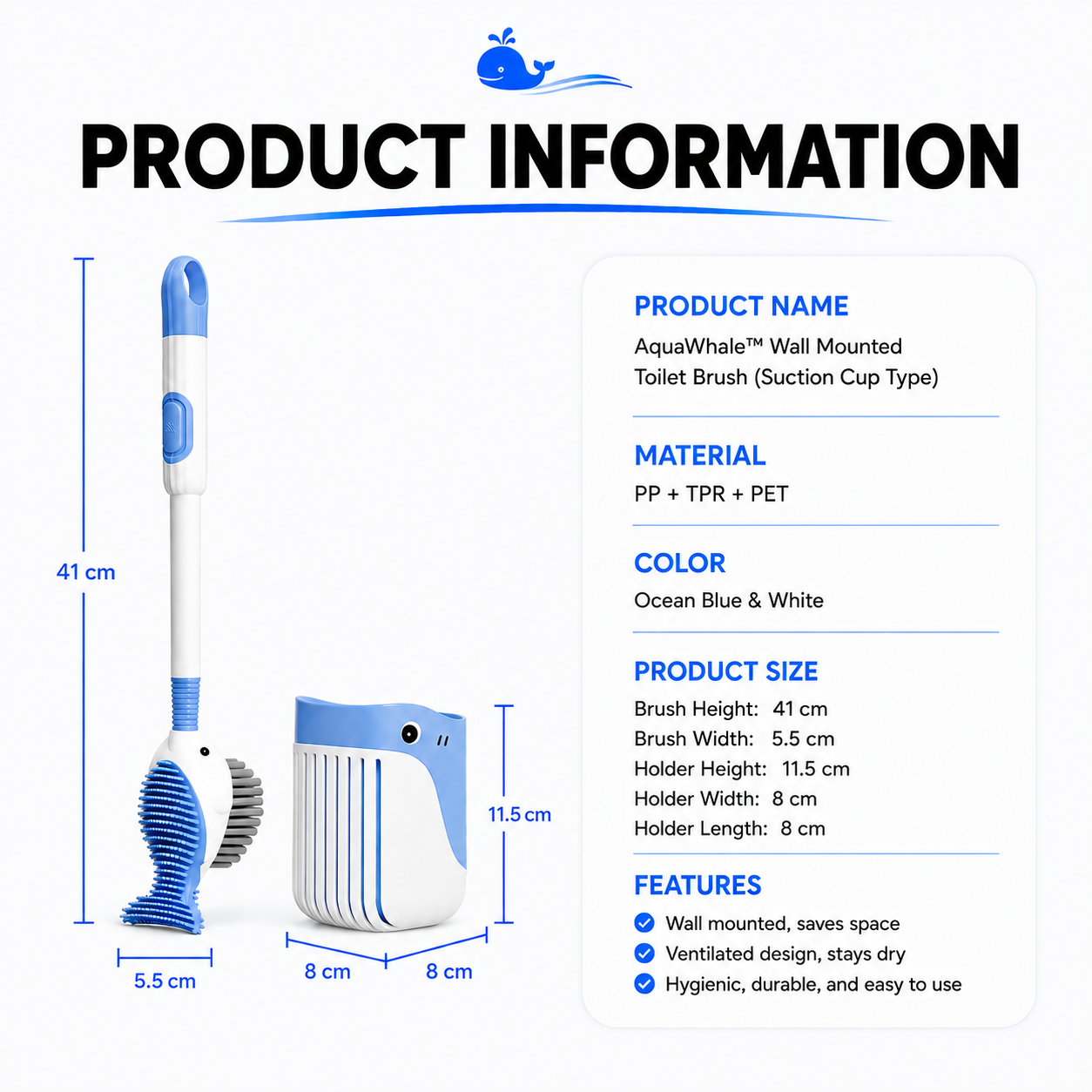 AquaWhale 2-In-1 Silicone Toilet Cleaning Brush